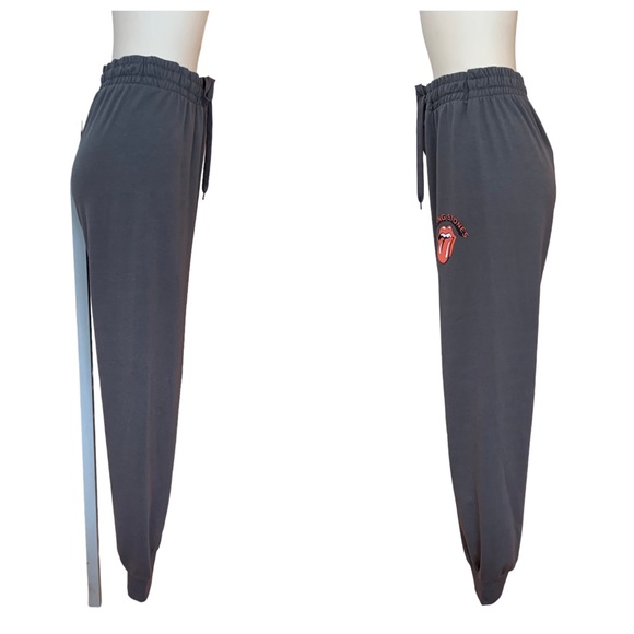 NWT Rolling Stones Sweatpants Joggers Charcoal Grey Tongue and Lips Logo Fandom - Picture 7 of 17